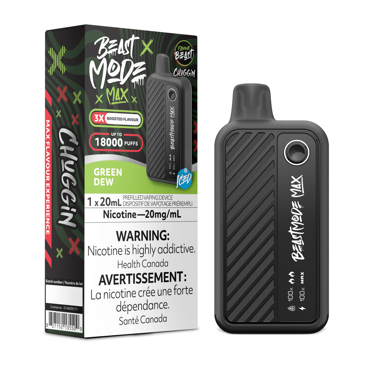 Flavour Beast Beast Mode Max 18K Chuggin Green Dew