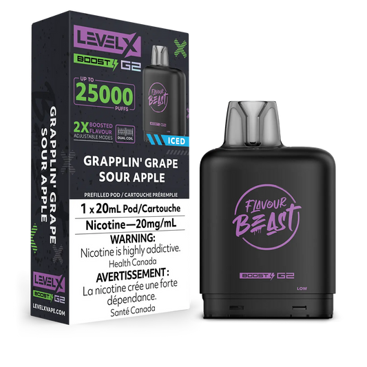 Level X Boost Pod Flavour Beast Grapplin Grape Sour Apple Iced