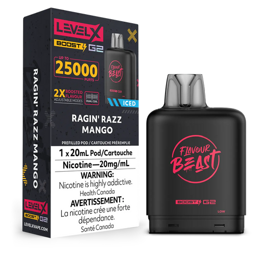 Level X Boost Pod Flavour Beast Ragin Razz Mango Iced
