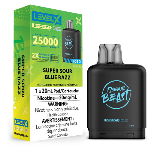 Level X Boost Pod Flavour Beast Super Sour Blue Razz Iced