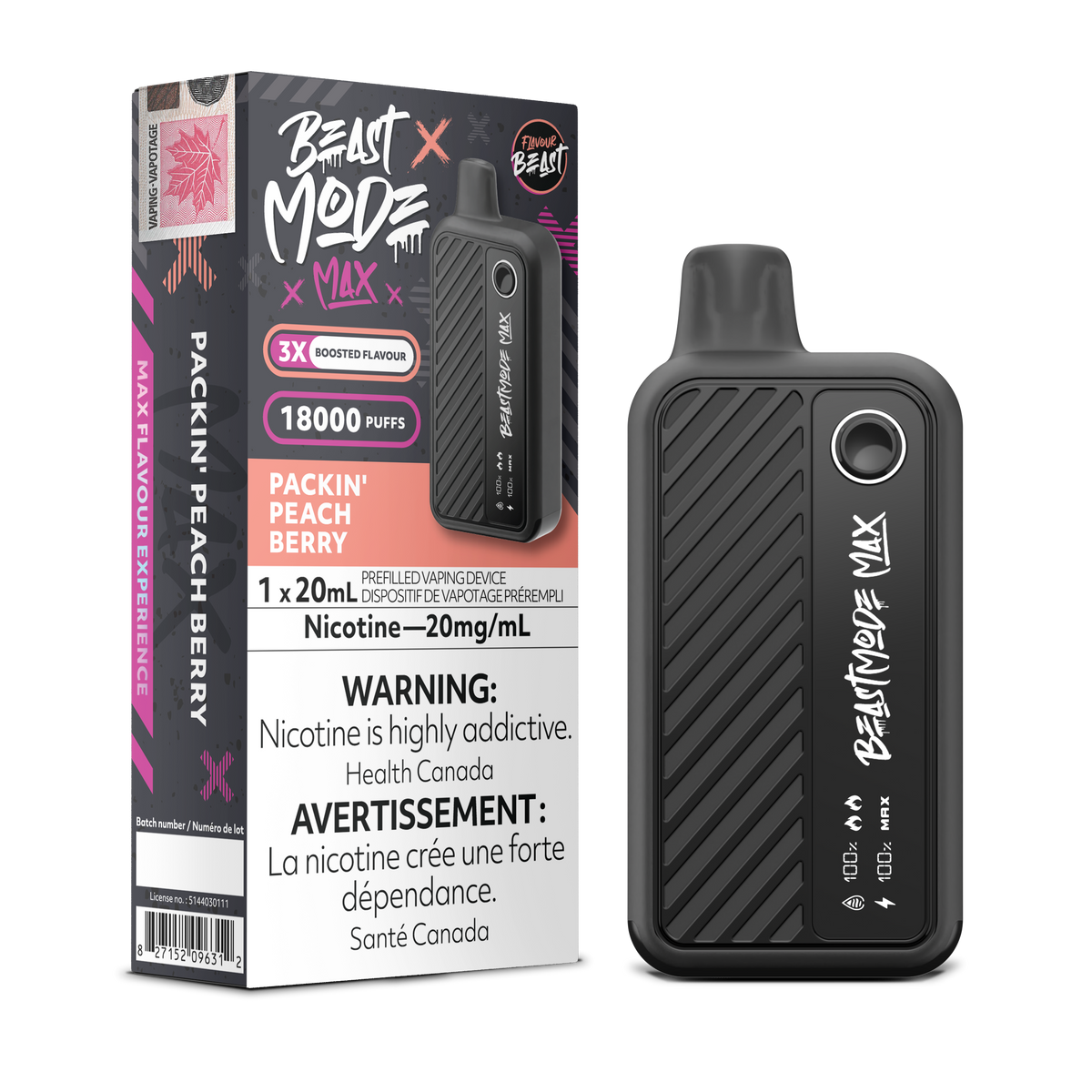 Flavour Beast Beast Mode Max 18K Packin Peach Berry