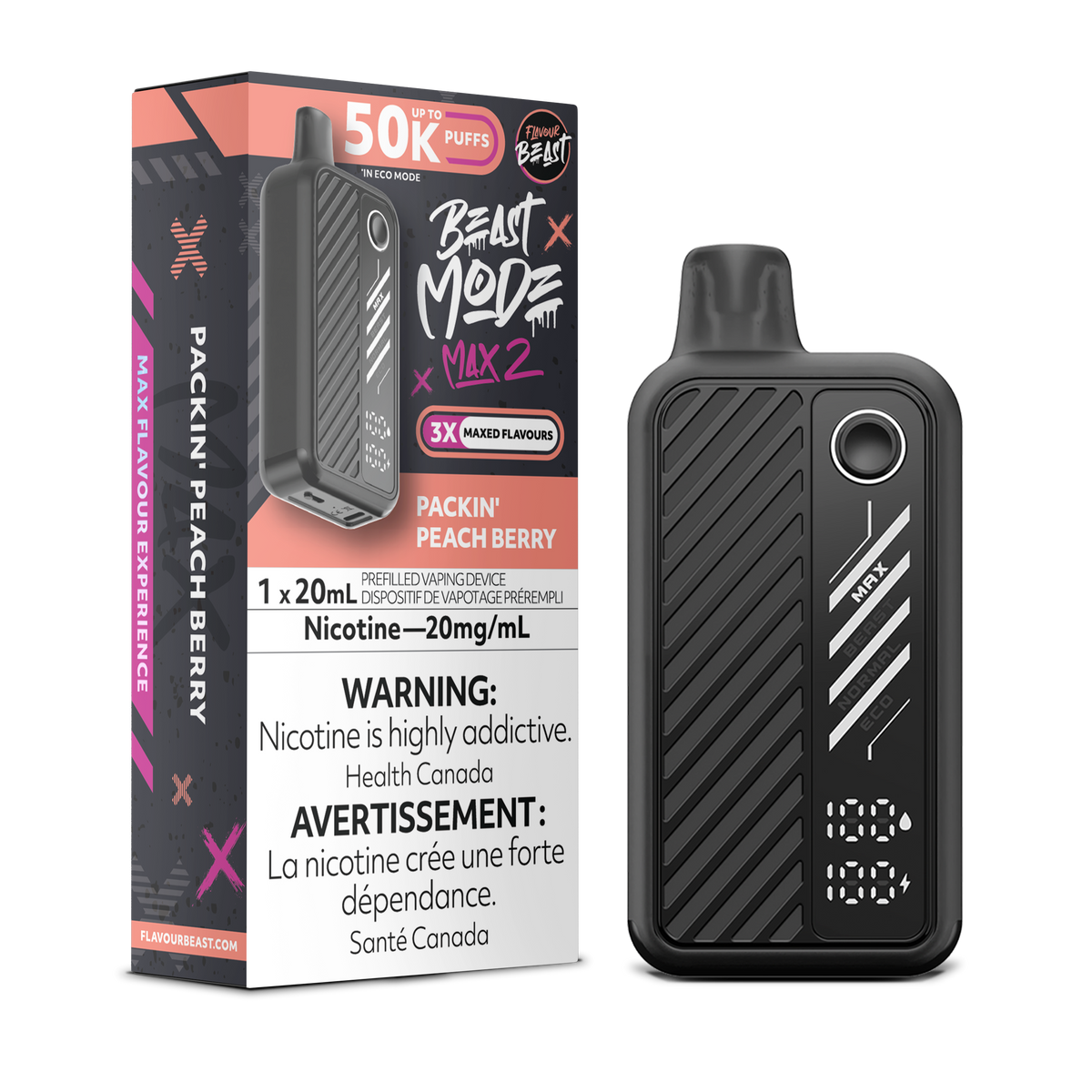 Flavour Beast Beast Mode Max 2 Packin Peach Berry