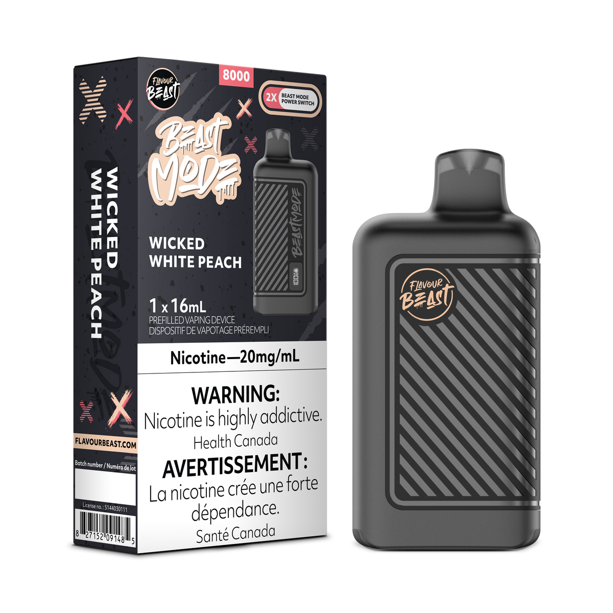 Flavour Beast Beast Mode 8K Disposable Wicked White Peach