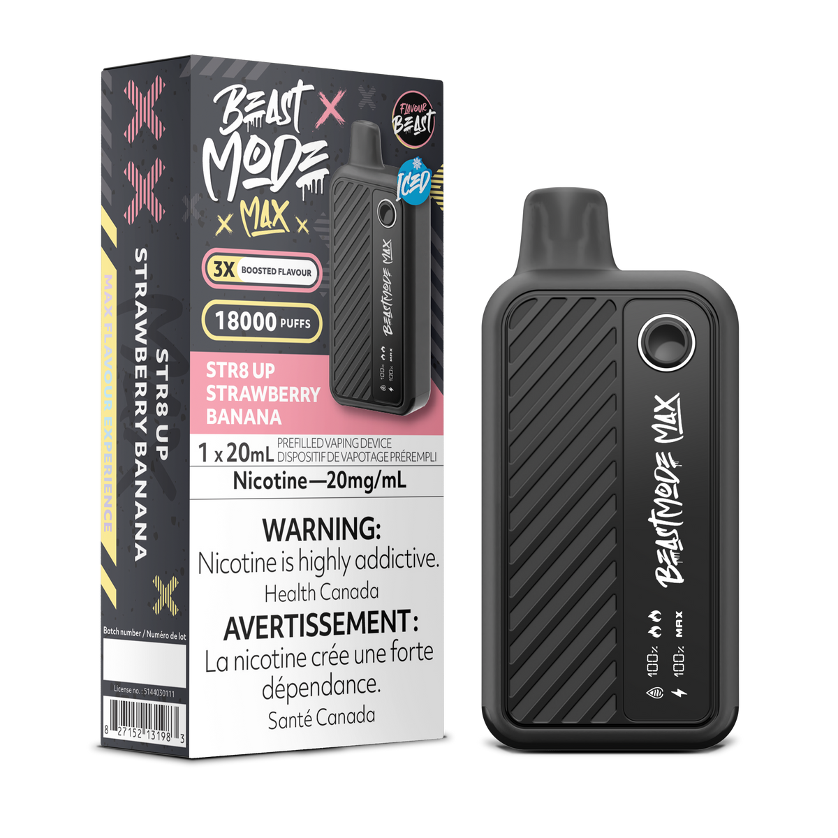 Flavour Beast Beast Mode Max 18K Str8 Up Strawberry Banana