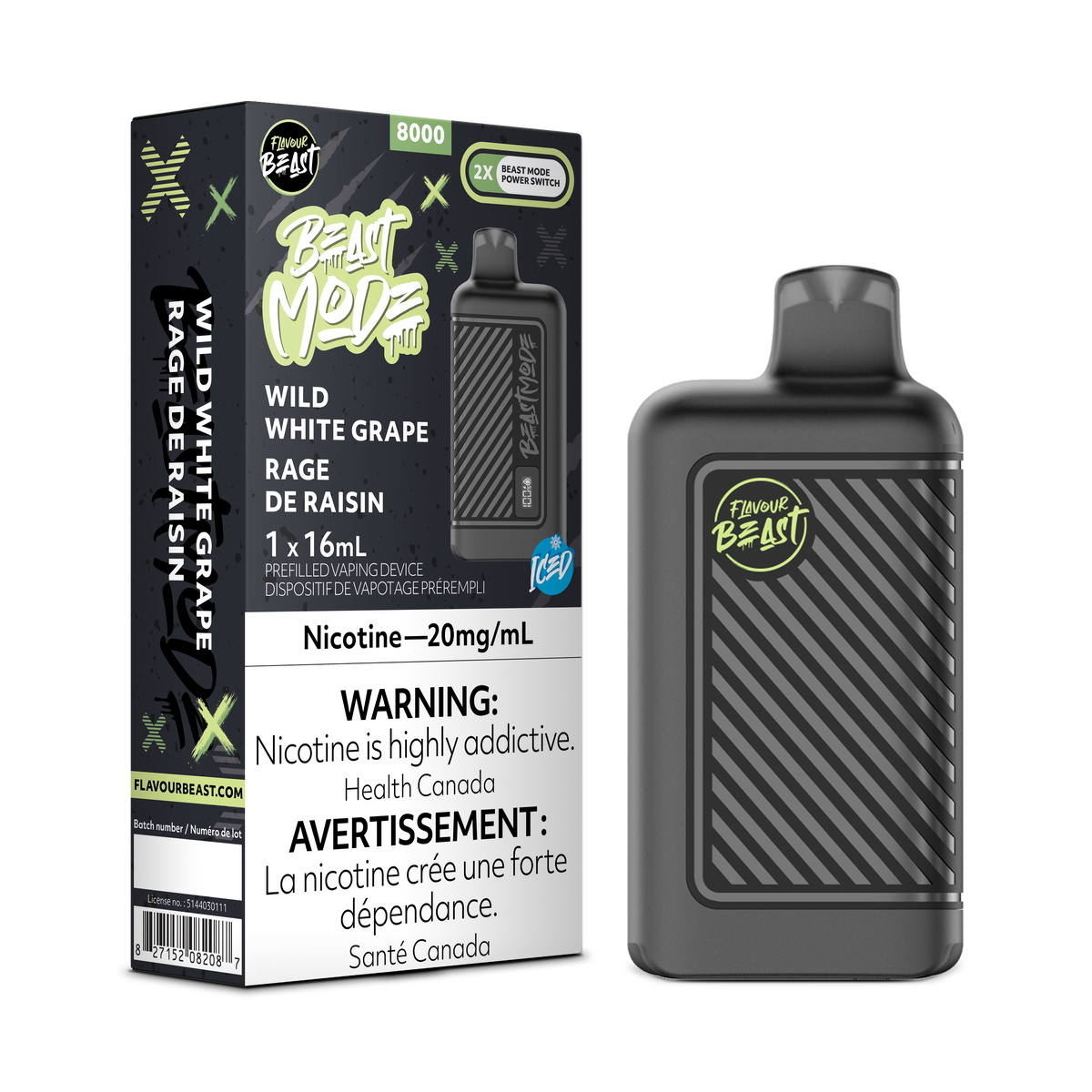 Flavour Beast Beast Mode Wild White Grape Iced