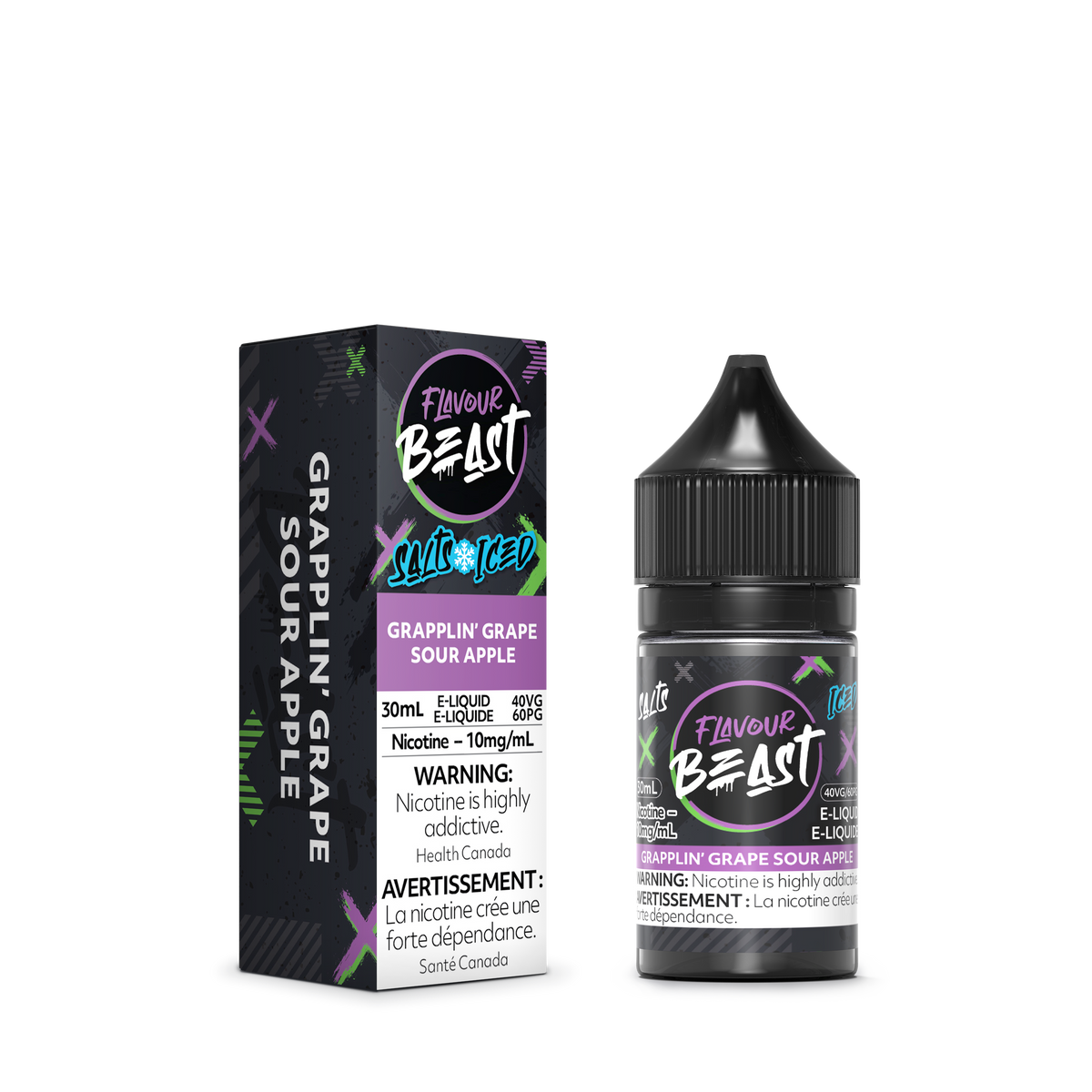 Flavour Beast E Liquid Grapplin Grape Sour Apple Iced