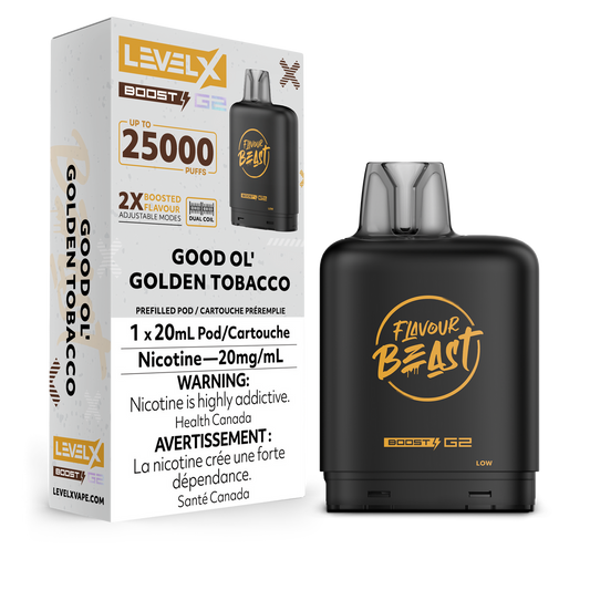 Level X Boost G2 Pod Flavour Beast Good Ol Golden Tobacco