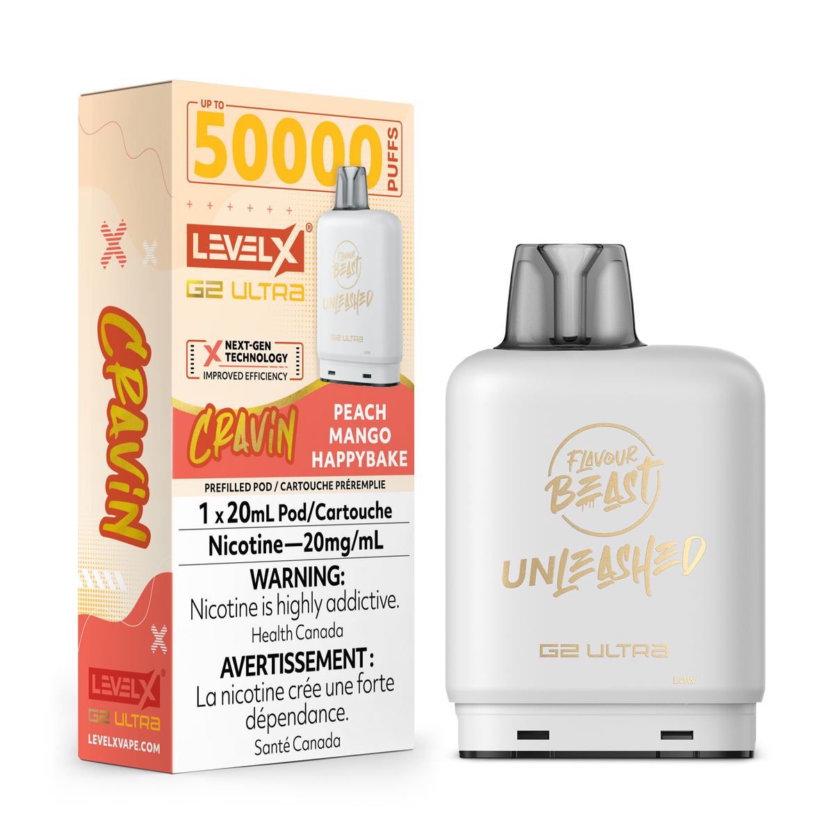 Level X Unleashed G2 Ultra Pod Cravin Peach Mango Happybake
